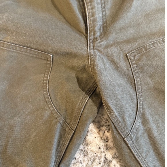 Carhartt double knee work pants olive green men's 33x34 reinforced *small hole* - Picture 5 of 8